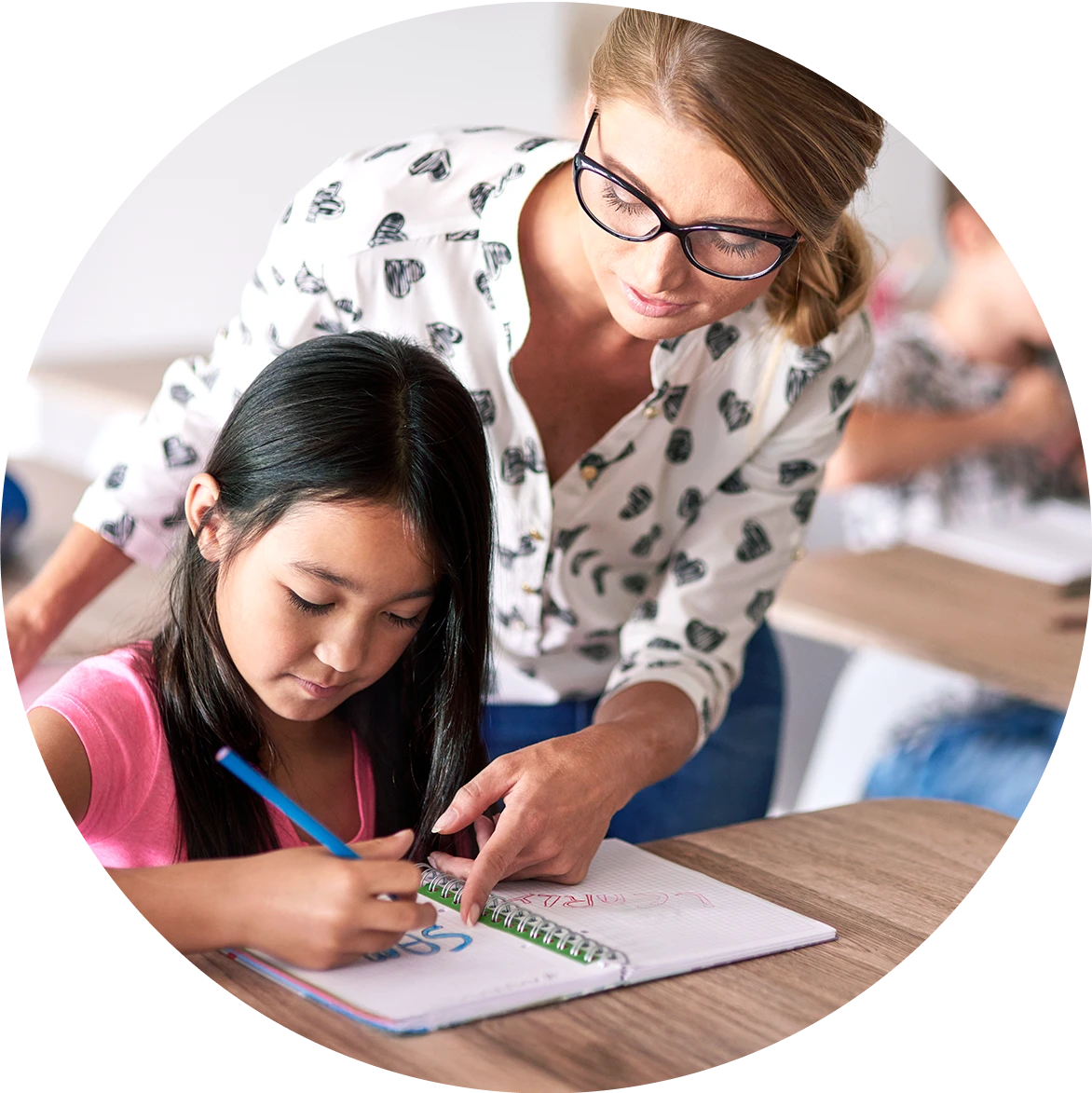 Teacher helping with homework